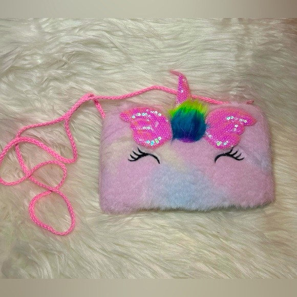 New Toddler/Kids Small Fuzzy Unicorn Purse - Picture 1 of 4